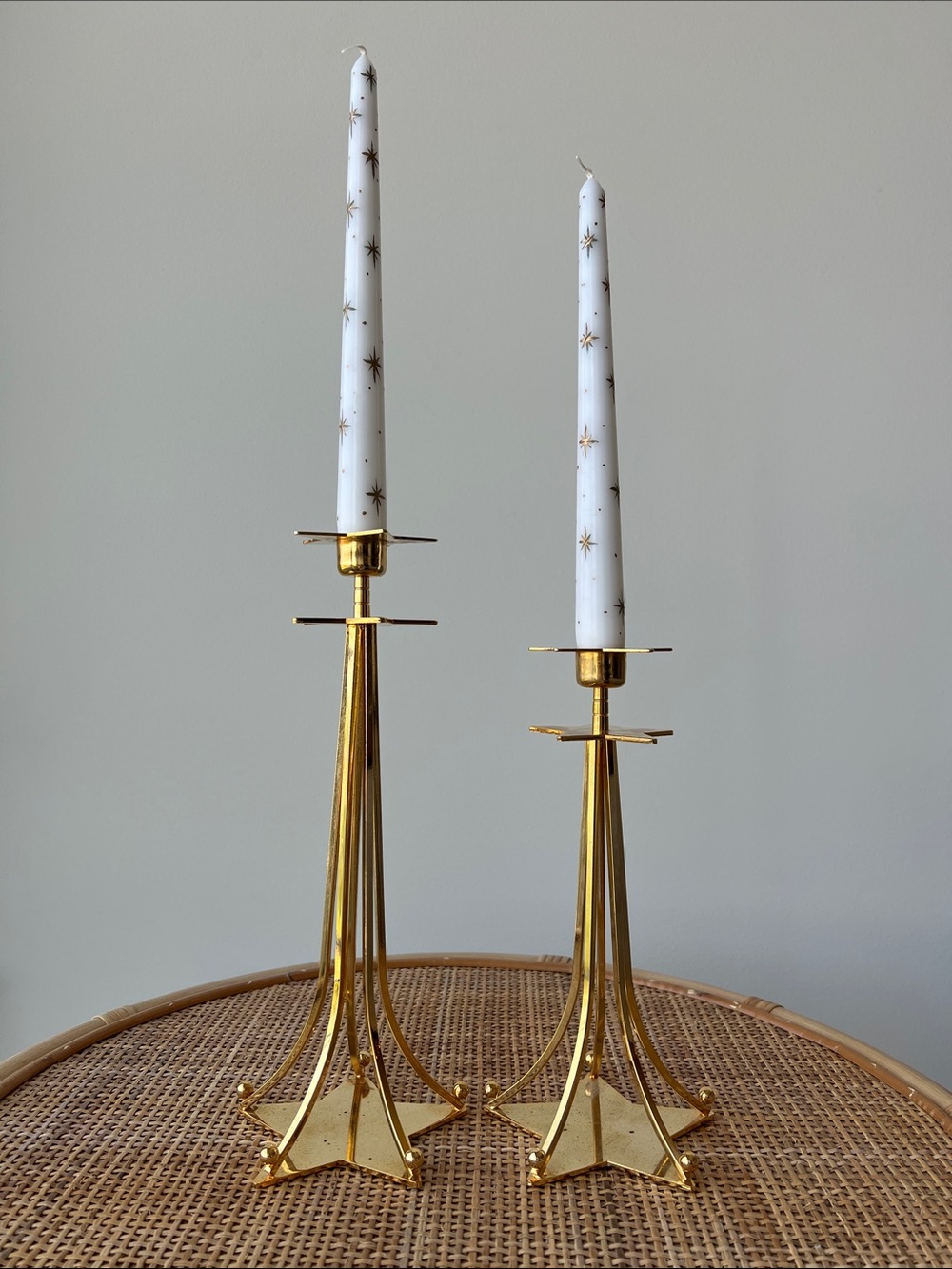 Vintage Gold Metal Shooting Star Candle Holders Pair